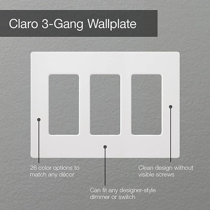 Lutron Claro 3 Gang Decorator/Rocker Wallplate, Satin, Palladium (1-Pack) | SC-3-PD