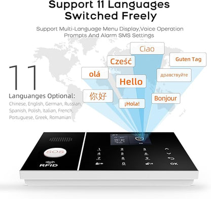 LWOHSI Alarm System for Home Security,WiFi+GSM 4G Wireless Alarm System with Phone APP Alert,Door/Window Sensor,Remote,Compatible with Alexa and Google for Home,Apartment,Office (A108F-US-D)