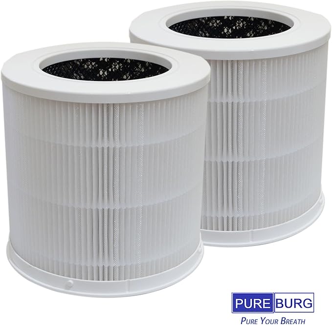 PUREBURG Replacement Filter Compatible with Xiaomi 4 Compact Smart Air Purifier, 2-Pack H13 HEPA 3-Stage Filtration Activated Carbon 2-in-1
