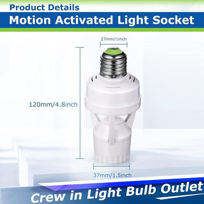 PIR Motion Sensor Light Socket Smart Screw in Light Bulb Outlet Compatible with E26/E27 Motion Activated Bulb Holder Adapter Automatic Control for Garage Storage Room(4pack)