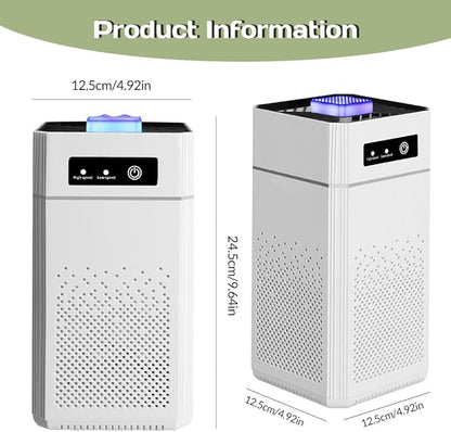 Air Purifiers for Bedroom, Office & Home – Portable Filter Cleaner with Multi-Layer Filter for Pet Hair, Smoke, Pollen, Dander, Quiet Operation, USB Powered, Night Light, Compact Design, White
