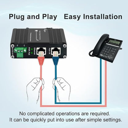 Htfoevrxs Industrial Gigabit 30W PoE+ Splitter IEEE802.3at/af 24V DC Output with Terminal Block, 10/100/1000Mbps, -40~80°C Power Supply for Security Cameras, Access Control Systems