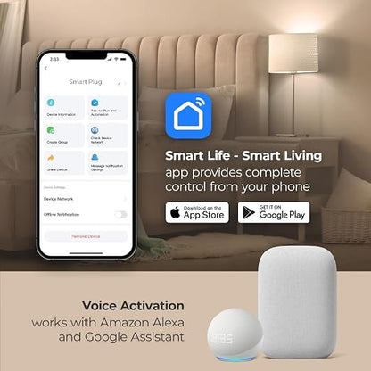 SmartHub 15A 1800W Non-Dimmable Single Outlet with USB-C and USB-A Smart Plug in White Works with iOS or Android APP