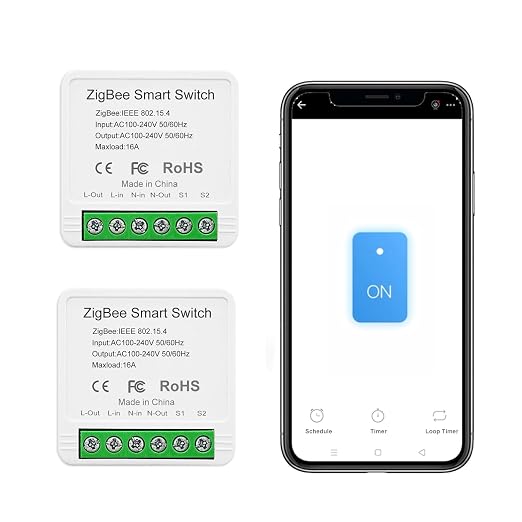 Ewelink 16A Zigbee Mini Smart Wireless Light Switch Controller Module with Timer&Schedule for Home Automation DIY,Compatible with Alexa Echo, SmartThings, ZigBee 3.0 Hub Required,2 Pack