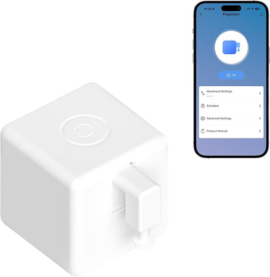 Fingerbot Plus (Bluetooth) Smart Button Pusher – No-Wire Smart Switch with App, Timer & Touch Control, Alexa & Google Home Compatible with ORYZIC Tuya Bluetooth Hub, Rechargeable