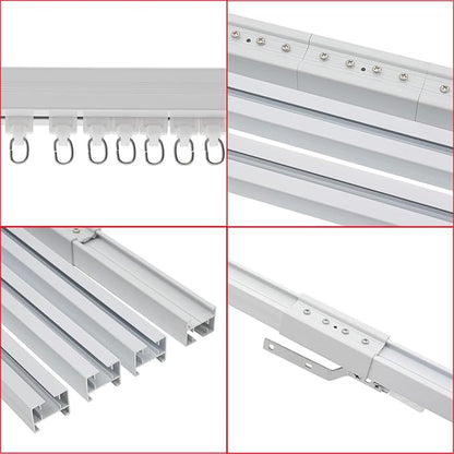 Electric Curtain Track, Retractable Motorized Curtains Rod From 7-13.78ft, Automatic Curtain Opener with controller/Voice Control, Smart Curtains System for I-Rrail and U-Rail (For 7-13.78ft)