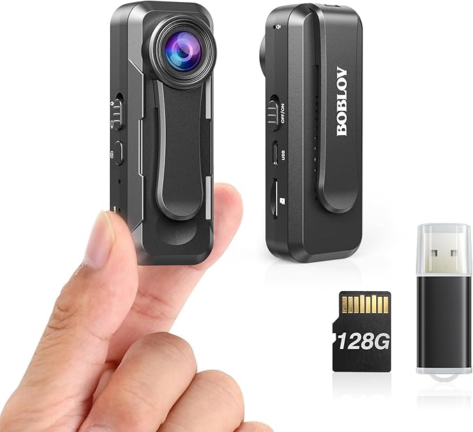 BOBLOV W1 1080P 128GB Body Camera, Wearable Camera Support 90 Minutes with Loop Recording, Easy to Use and Take for Traveling, Walking, Law Enforcement and Outdoors Activities