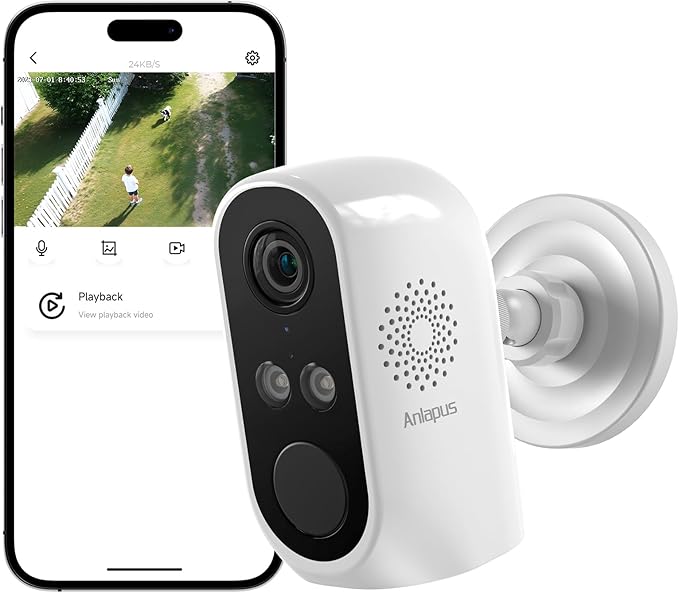 Anlapus 3MP 2K WiFi Security Camera Outdoor Indoor, WiFi6 & 2.4GHz Plug-in Cameras for Home Security, Color Night Vision, Human Vehicle Detection, Spotlight Siren Alarms, 24/7 Recording,Easy Install