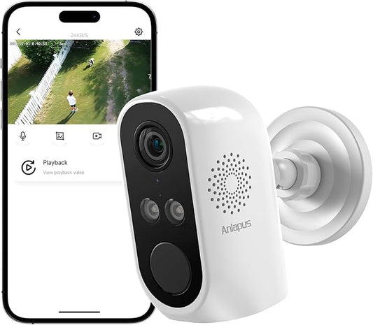 Anlapus 3MP 2K WiFi Security Camera Outdoor Indoor, WiFi6 & 2.4GHz Plug-in Cameras for Home Security, Color Night Vision, Human Vehicle Detection, Spotlight Siren Alarms, 24/7 Recording,Easy Install
