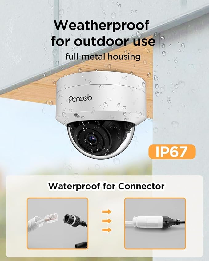16 Channel Security Camera System Outdoor, 4K 16CH NVR 4TB HDD for 24-7 Recording, 12x 5MP Wired IK-10 Vandal Dome PoE Camera Built-in Mic, AI Human Detection, Remote Access, PD54A1216-5M2-1