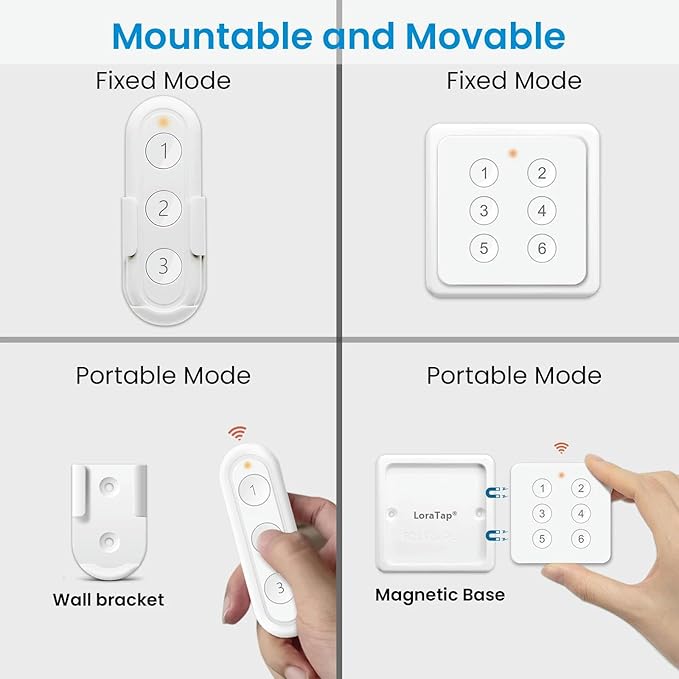 JXQXHCFS ZigBee 3.0 Wireless 6 Push Button Remote Tuya Scene Automation Control Switch Smart Life App-1 Button Remote