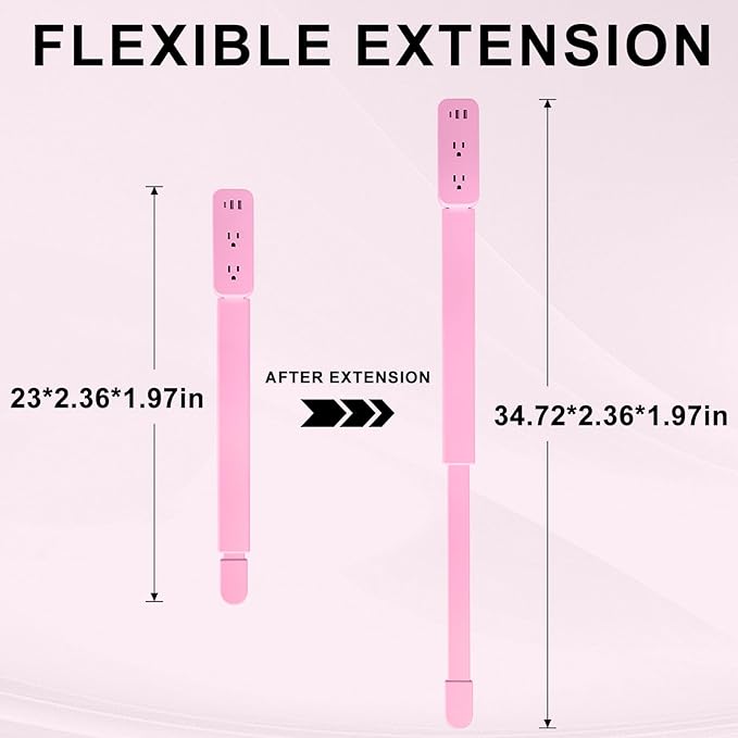 Electrical Outlet Extender Stick - Features USB-A, USB-C and 2 AC Outlets, Extends 22"-34", Rotates 180° Access Hard-to-Reach Outlets, Wall Plug Power Socket Expander Nightstands, Sofa, Desks and More
