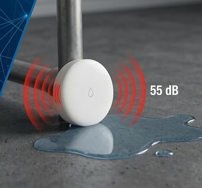 Tuya ZigBee Smart Water Leak Sensor with Built-in Alarm, IP54 Water-Resistant Flood Detector, App Notification & Remote Monitoring, Compatible with Alexa & Google Home (ZigBee Hub Required)