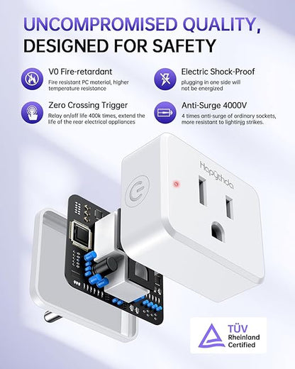 Remote Control Outlet, Wireless Wall Mounted Light Switch, 15A/1500W Remote Plug in On Off Switch for Lamps & Household Appliances, No Wiring, 300 FT RF Range, Compact Design, TUV Listed
