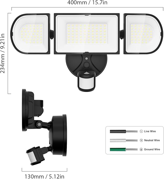 120W Smart Flood Light Outdoor, 12000lm Motion Sensor Outdoor Lights, WiFi Alexa Floodlight APP Control, 2700K-6500K Motion Lights for Outside, IP65 Waterproof LED Security Light, Black