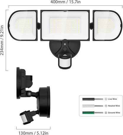 120W Smart Flood Light Outdoor, 12000lm Motion Sensor Outdoor Lights, WiFi Alexa Floodlight APP Control, 2700K-6500K Motion Lights for Outside, IP65 Waterproof LED Security Light, Black