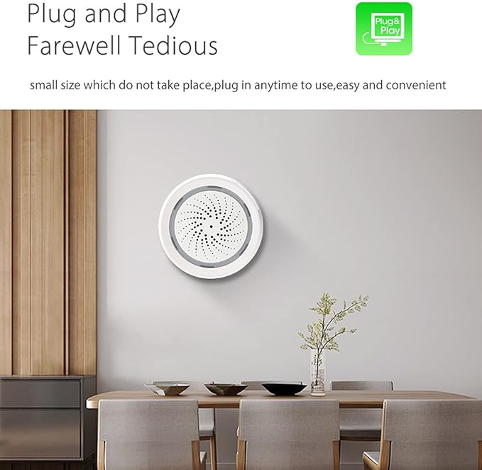 Smart Siren Alarm, Door Alarm System App Control, 90db Sounder Impact Sound Light Alarm for TUYA, for House Apartment ()