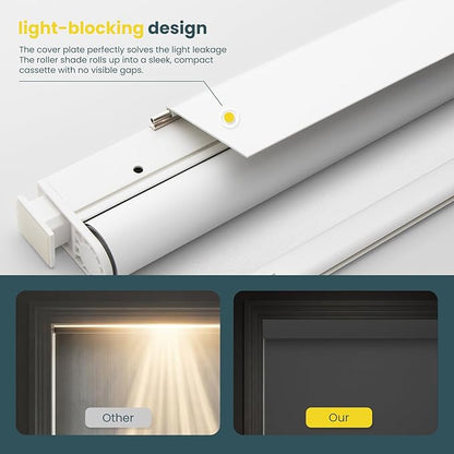 Motorized Blinds No Drill Automatic Blinds for Windows Cordless Roller Shades Electric Blinds with Remote Control Smart Blinds (White, 33.5 x 72)