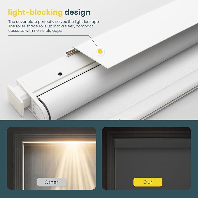 Motorized Blinds No Drill Automatic Blinds for Windows Cordless Roller Shades Electric Blinds with Remote Control Smart Blinds (White, 31 x 72)