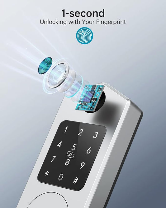 Keyless Entry Door Lock,HEANTLE Fingerprint Smart Deadbolts with Touchscreen Keypad for Front Door,Electronic Bluetooth Deadbolt with App Control,Auto Lock