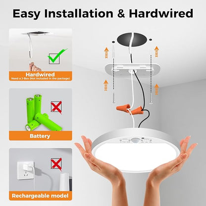 slochi 4 Pack Motion Sensor Light Indoor Wired, 5000K Closet Lights Motion Sensored, 15W 1500LM 7 Inch LED Ceiling Light Fixture for Pantry Hallway Stairwell Porch, White