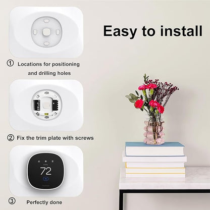 Wall Plate Cover Compatible with Ecobee Smart Thermostat Essential, Practical Ecobee Thermostat Trim Kit, Programmable WiFi Thermostat Accessory (White)