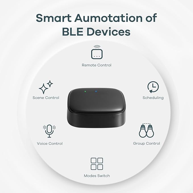 Linkind Outdoor Lights Smart Hub, Bluetooth Mesh Networks Group Control 32 Devices, 43 Dynamic Preset Scenes and Multiple Music via Remote Control, USB Charged, Work with Alexa and Google Assistant