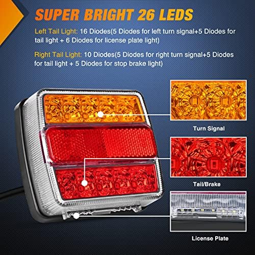 Nilight Magnetic LED Trailer Towing Light Kit 24ft Cable 7 Pin Plug