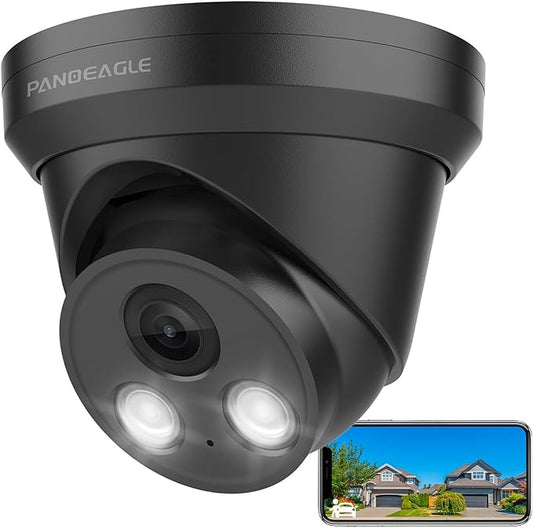 PANOEAGLE 8MP PoE IP Dome Security Camera, 4K AI Surveillance Camera Outdoor, 98ft EXIR IR Night Vision, Smart Human/Vehicle Detection, Wide Angle 2.8mm Lens, Built-in Mic, IP67 Weatherproof (Black)