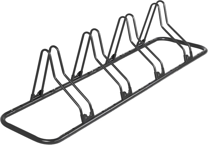 CyclingDeal Bicycle Floor Parking Rack Stand - for Mountain MTB Road Bike - Indoor Home Garage Storage - Upgraded 4 Bikes