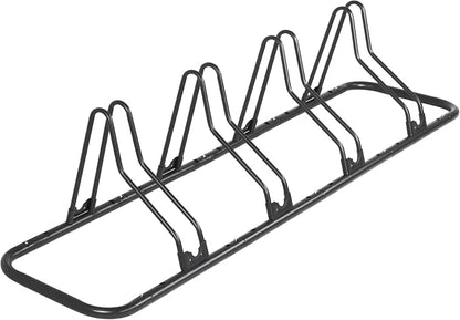 CyclingDeal Bicycle Floor Parking Rack Stand - for Mountain MTB Road Bike - Indoor Home Garage Storage - Upgraded 4 Bikes