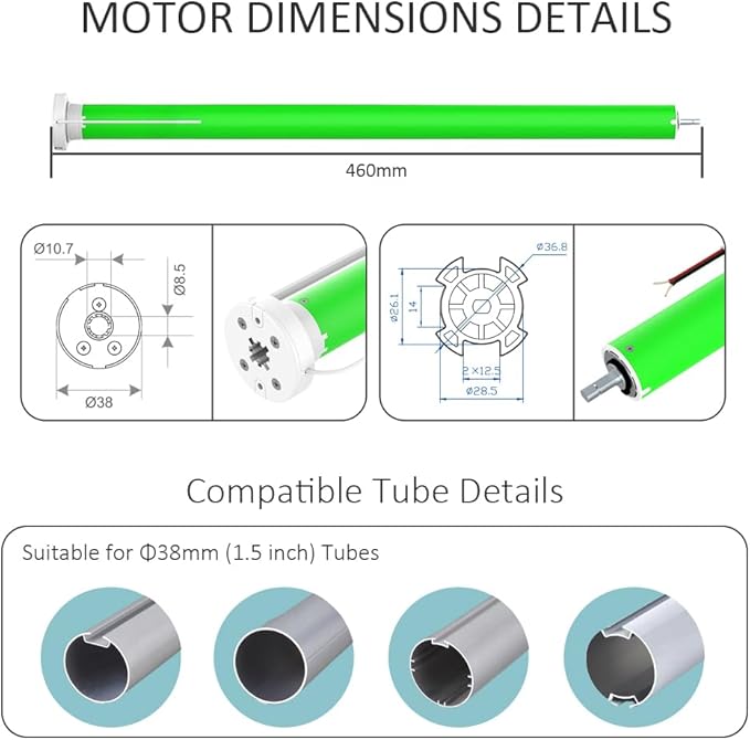 Smart ZigBee 3.0 Roller Shade Motor for 1.5" (38mm) Tube, DIY Motorized Blind Motor Kit with Tuya App Alexa Voice Control, Electric Tubular Motor, RF Remote & Timer (1.1 N.m Torque for 28rpm)