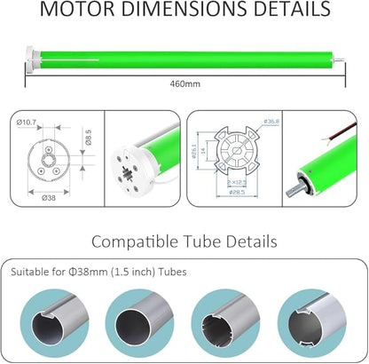 Smart ZigBee 3.0 Roller Shade Motor for 1.5" (38mm) Tube, DIY Motorized Blind Motor Kit with Tuya App Alexa Voice Control, Electric Tubular Motor, RF Remote & Timer (1.1 N.m Torque for 28rpm)