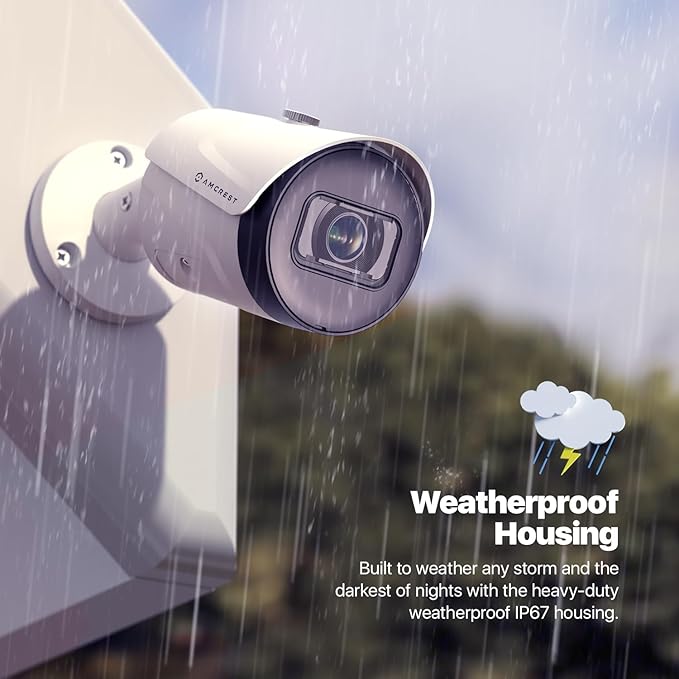 Amcrest 2-Pack UltraHD 4K (8MP) Bullet POE IP Camera, 3840x2160, 98ft NightVision, IP67 Weatherproof, 125° FOV, Supports up to 256GB MicroSD Recording, White (2PACK-IP8M-2496EW-AI-V3)