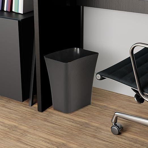 Clorox Textura Slim Trash Can - 3.1 Gallon Small Waste Basket for Narrow Spaces - Skinny Plastic Garbage Bin for Bathroom, Bedroom, or Office, Black
