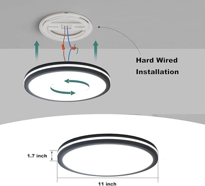 Motion Sensor Ceiling Light Wired,11 Inch Flush Mount Ceiling Light Fixture, Motion Sensor Light Indoor for Stair Closet Porch Hallway Laundry, Sensor Lights Indoor 3000k/4000k/6000k Black