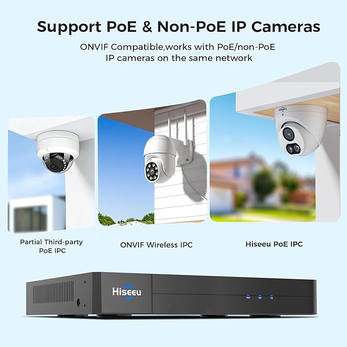 Hiseeu 12MP 32CH PoE NVR Network Video Recorder for Home Security Camera System, Work with 12MP/8MP/5MP/4MP/3MP/1080P PoE Security Camera, Motion Detect,24/7 Recording, Smart Playback, No Hard Drive
