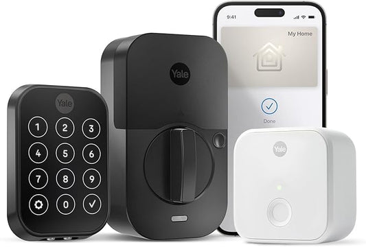 Yale Assure Lock 2 Plus Apple Home Keys, Black Suede Keyless Entry Door Lock with Wi-Fi Connected Touchscreen Keypad for Code Entry, YRD450-N-CB1-BSP
