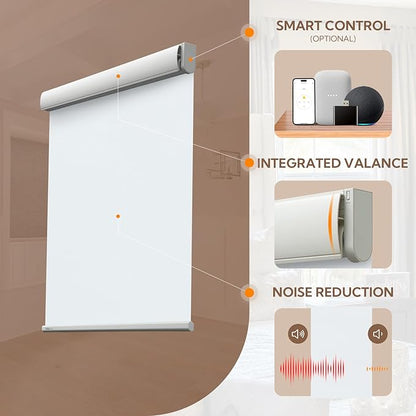 Motorized Blinds with Remote,100% Blackout Smart Blinds for Window Cordless Electric Blinds Compatible with Alexa Google Assistant(White,Custom Size)