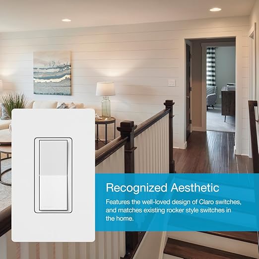 Lutron Claro Accessory Switch, 3-Way | For Smart Dimmer/Switch | DVRF-AS-WH-2 | White | 2 Pack
