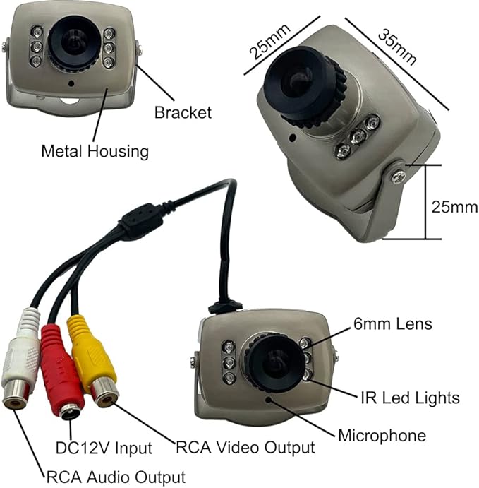CCTV 1/3 CCD 1000tvl 6mm Indoor/Outdoor 6pcs IR LEDs Mini Video Camera Day/Night Waterproof Security Surveillance Camera with Bracket