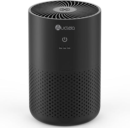 Aucleia Air Purifiers for Bedroom Home with H13 True HEPA Filter, 20dB Quiet Air Cleaner for Pets Hair Dander Odor, Smoke Dust Pollen, Aromatherapy Function, Black