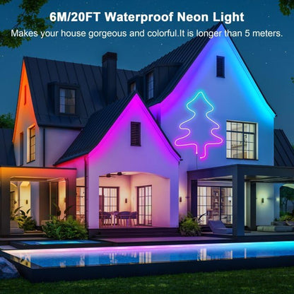 Cozylady ozylady RGB Neon Light LED Rope Light (6M/20Ft) 6M RGB Neon LED Rope Light,20ft Waterproof Bluetooth APP Remote Control Music Sync Strip,24V Flexible DIY Silicone Light for Bedroom Home