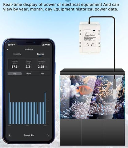 Tuya WiFi 16A Temp Controller Energy Monitor 85-250V Smart Switch