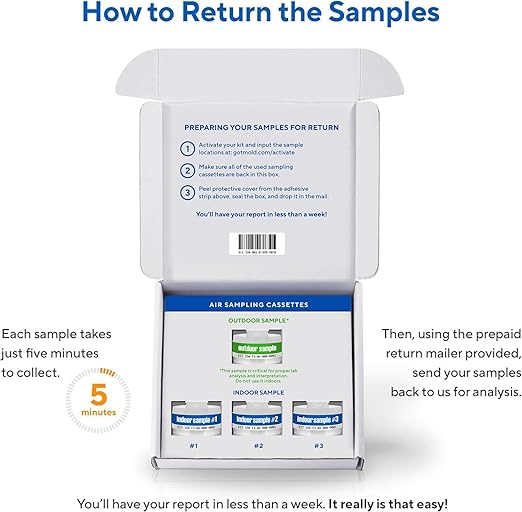 3 ROOM KIT | Test Your Air! Professional Quality Mold Test Kit for Home - All Fees Included - 1, 2 & 3-Room Test Kits & Refills - Reusable BioVac™ Air Sampler - Full Mold Type & Quantity Analysis