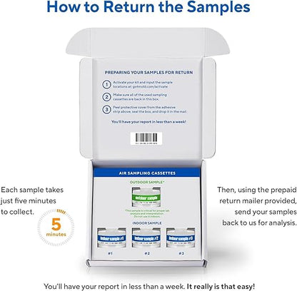 3 ROOM KIT | Test Your Air! Professional Quality Mold Test Kit for Home - All Fees Included - 1, 2 & 3-Room Test Kits & Refills - Reusable BioVac™ Air Sampler - Full Mold Type & Quantity Analysis