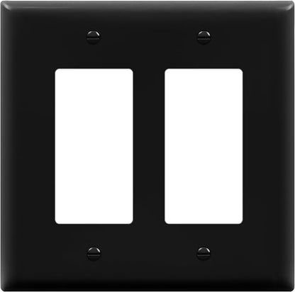 ENERLITES Decorator Light Switch or Receptacle Outlet Wall Plate, Gloss Finish, Midway Size 2-Gang 4.88" x 4.92", Unbreakable Polycarbonate Thermoplastic, UL Listed, 8832M-BK, Black
