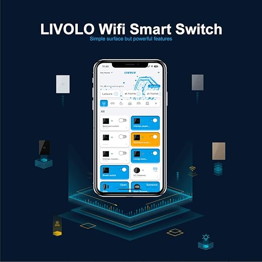 Smart Light Switch, LIVOLO WiFi Touch Wall Switch for Smart Home, Compatible with Alexa & Google Home, Neutral Wire Required, Single Gang, Tempered Glass Panel, White (120V)