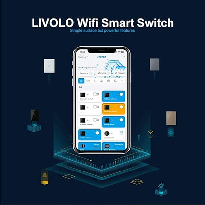 Smart Light Switch, LIVOLO WiFi Touch Wall Switch for Smart Home, Compatible with Alexa & Google Home, Neutral Wire Required, Single Gang, Tempered Glass Panel, White (120V)