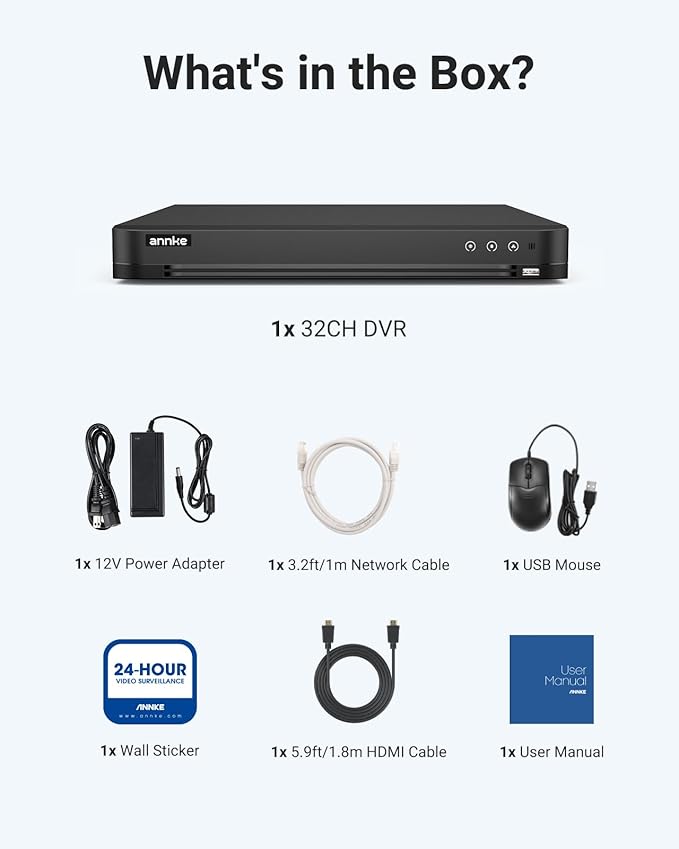ANNKE 32CH H.265+ 3K Lite Security AI Digital Video Recorder with Human/Vehicle Detection, 5-in-1 CCTV DVR for Home/Business Surveillance Camera System, 24/7 Recording, P2P Technology, NO Hard Drive